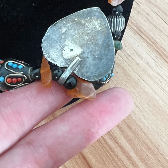 Vintage Boho Eclectic Beaded Heart Necklace with Crystals - Picture 11 of 11